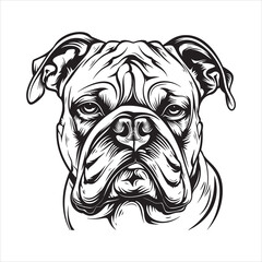 Bulldog face silhouette vector  illustration line design