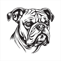 Bulldog face silhouette vector  illustration line design