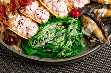 cocktail snacks. an aperitif for cocktails. cocktail bar menu