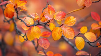 Beautiful yellow red and orange leaves in an autumn park 