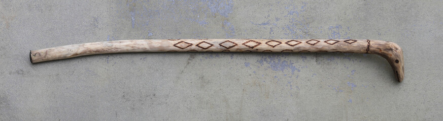 wooden cane with knob isolated
