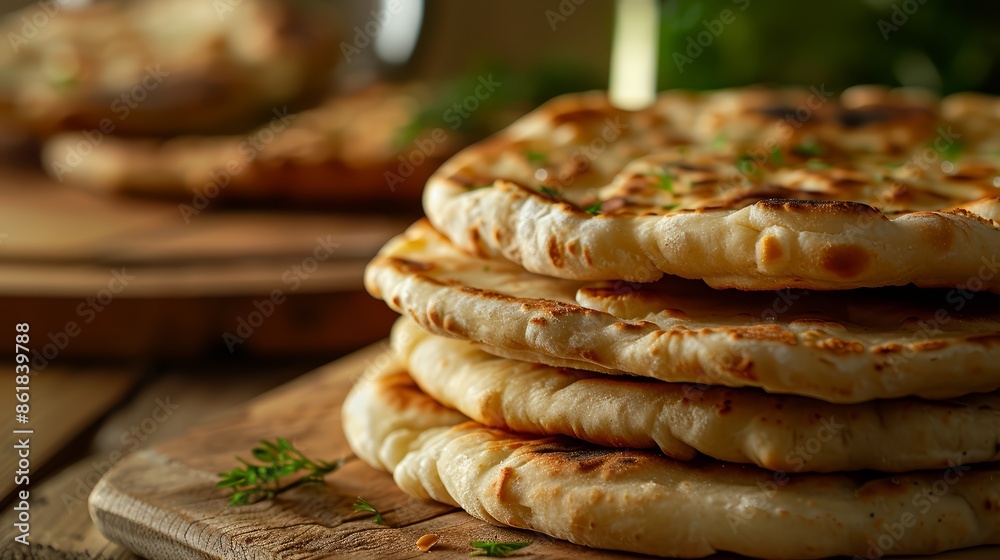 Wall mural A stack of pita breads