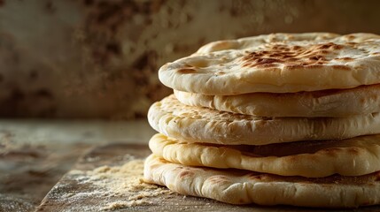 A stack of pita breads