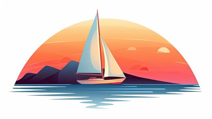 A sailboat with the sun setting behind it
