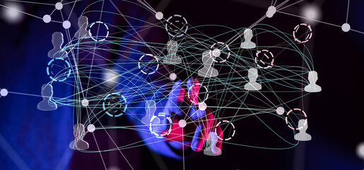 Abstract network of physical devices on the Internet using a network connection with statistics...