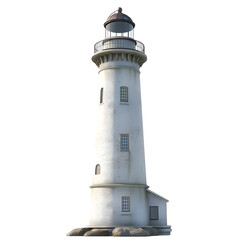 3D illustration of a lighthouse, transparent background