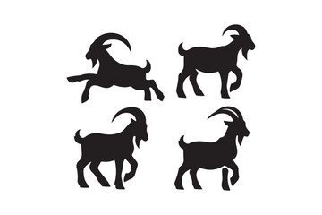 Goats silhouette vector design set with black color. 
