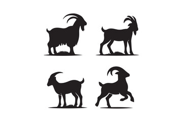 Goats silhouette vector design set with black color. 
