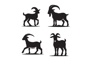 Goats silhouette vector design set with black color. 