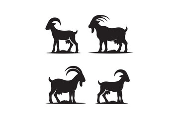 Goats silhouette vector design set with black color. 
