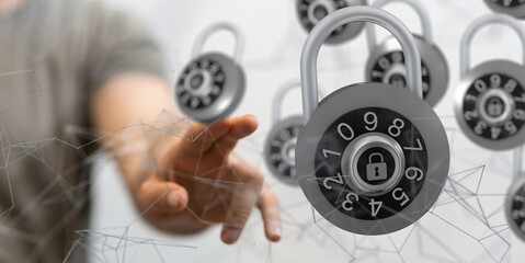 Information technology protected with firewall, secure access and encryption against cyber
