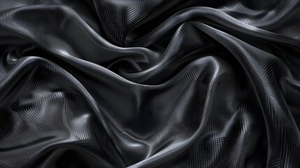 Black Silk Fabric Background. Smooth, Elegant, and Luxurious Texture