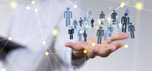 touching global network and data customer connection