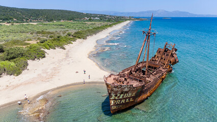 Dimitrios shipwreck located near the city of Gytheio, Southern Greece
