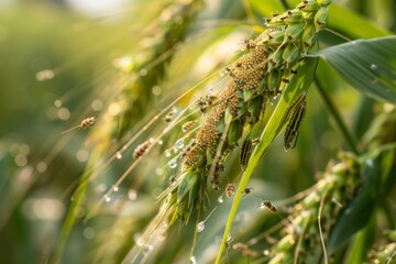 Fototapeta premium Integrated Pest Management in Grain Field with Beneficial Insects and Natural Predators