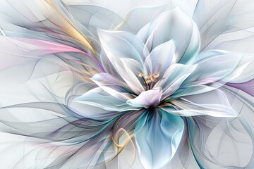 Ethereal abstract flowers beautifully blend light and color, creating a dreamy and luminous piece of art