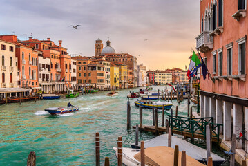 Morning in Venice. Cargo boats transport cargo through the canals of Venice © Nataliya Schmidt
