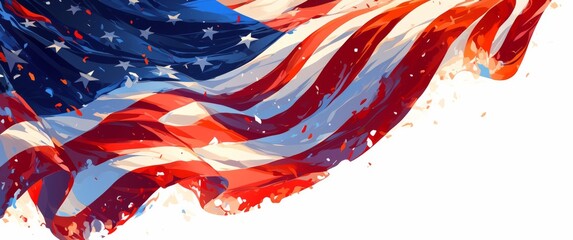 An American flag background with a white space in the middle for text,