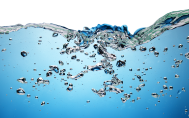 Transparent Water waves with air bubbles on transparent background. 