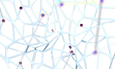 Neural network 3D illustration. Big data and cybersecurity