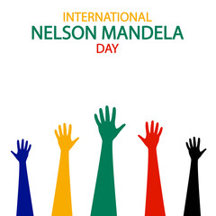 Nelson Mandela Day hands, vector art illustration.