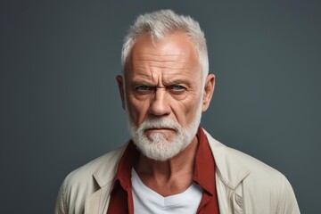 Senior man with grey hair standing over isolated background skeptic and nervous, frowning upset because of problem. negative emotions. Extremely Sulking Caucasian senior man, half body portrait