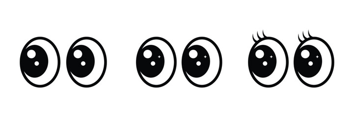 Set of Cute cartoon eyes icon collection. Doodle cartoon eyes symbol. Vector Illustration. © Graphic design 125