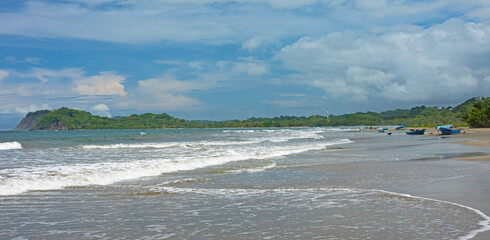 beautiful pacific coast sand beach in Samara in Costa Rica