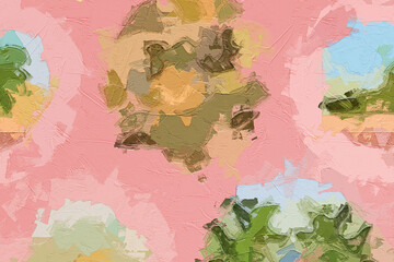 Fototapeta premium Oil painting and various flowers, cats, dogs, lotus leaves, roses, peonies, chrysanthemums, beautiful