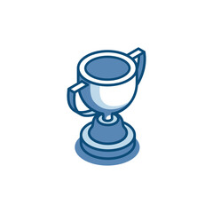 isometric vector cup linear icon, in color on a white background, competition win or winner award