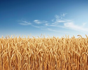 Naklejka premium Golden Wheat Field Ready for Harvest in Picturesque Farm Setting
