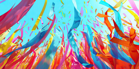 A field of colorful streamers flutter in the breeze, their vibrant hues reflecting off the faces of excited onlookers, all eagerly anticipating the big reveal.