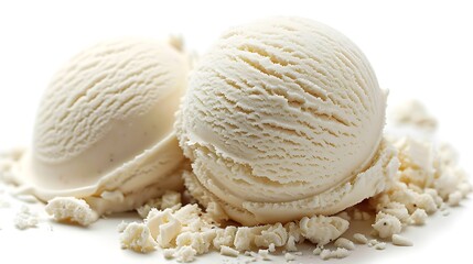 The image showcases a scoop of ice cream on a white background 