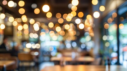 A blurred image of a restaurant interior at night