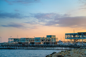 Fototapeta premium Sunset at Embankment Molos is a beautiful place in Limassol at Cyprus 