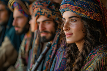 Fototapeta premium A group of musicians playing traditional instruments, symbolizing heritage. Concept of music and cultural expression. Generative Ai.