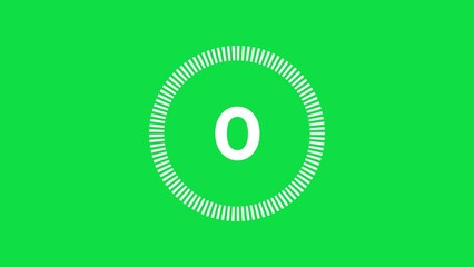 5 Seconds countdown timer modern minimalistic on chroma key green screen alpha channel background	