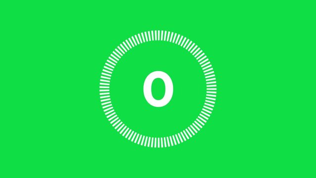 5 Seconds countdown timer modern minimalistic on chroma key green screen alpha channel background	