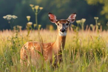 A bright picture of a white-tailed deer in Oklahoma