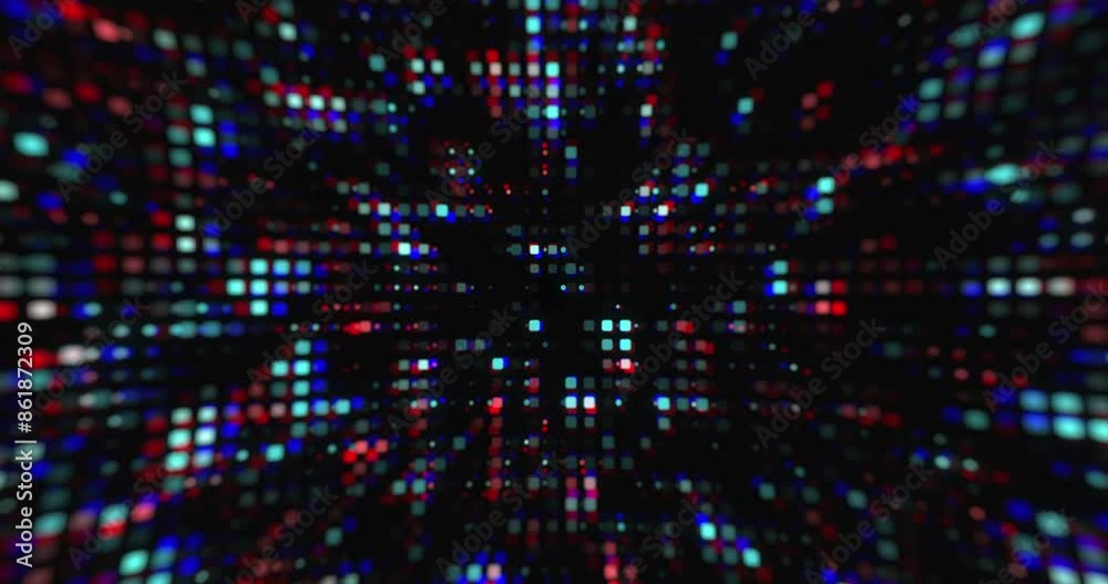Aufkleber Abstract tech background, particles and moving panels for networking, digital transformation and connection. Futuristic software, cyber security and video distortion for data privacy with code blur