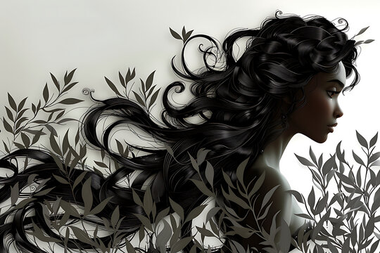 Woman's face silhouette illustration