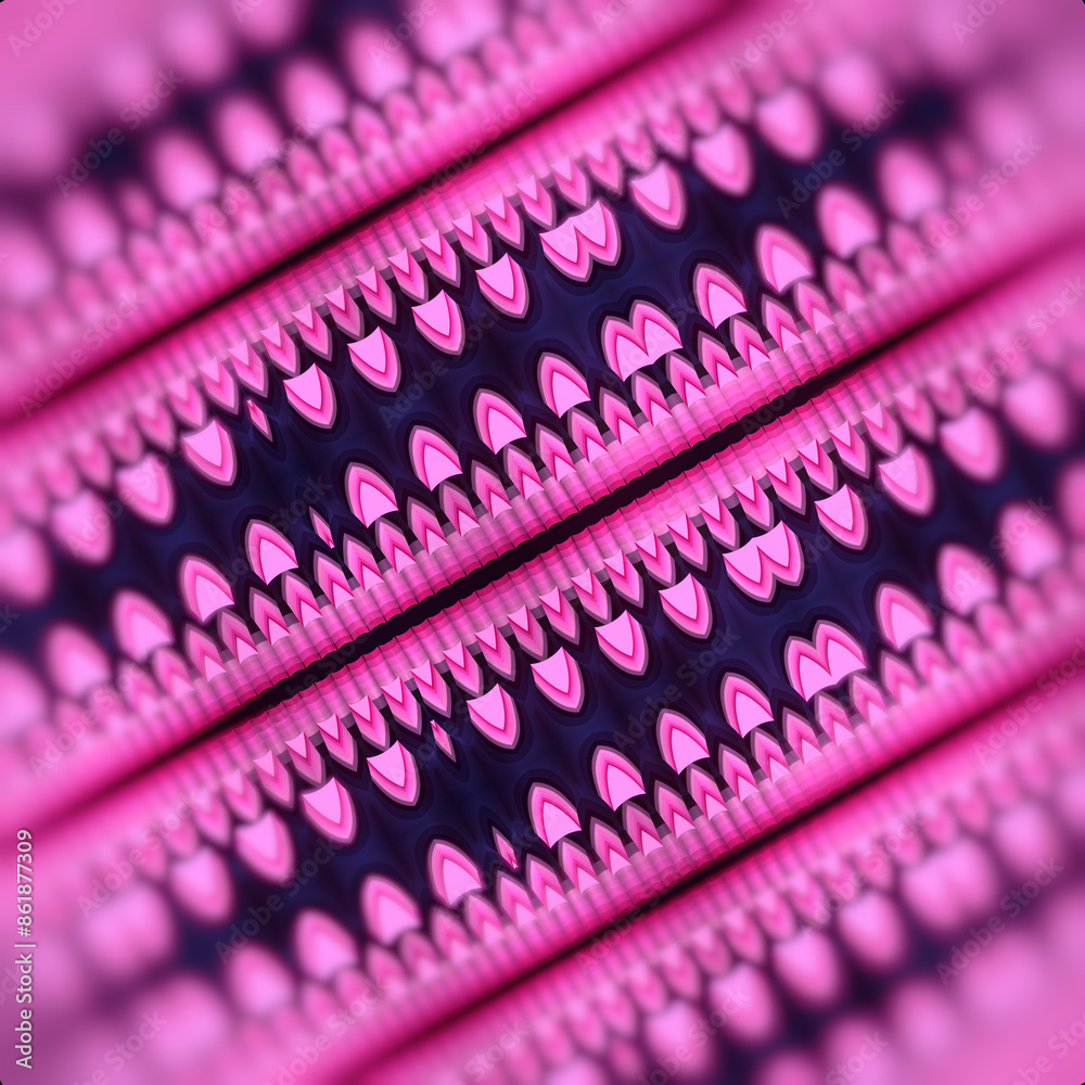 Poster Symmetrical pattern consisting of abstract colorful geometric figures. 3d rendering digital illustration