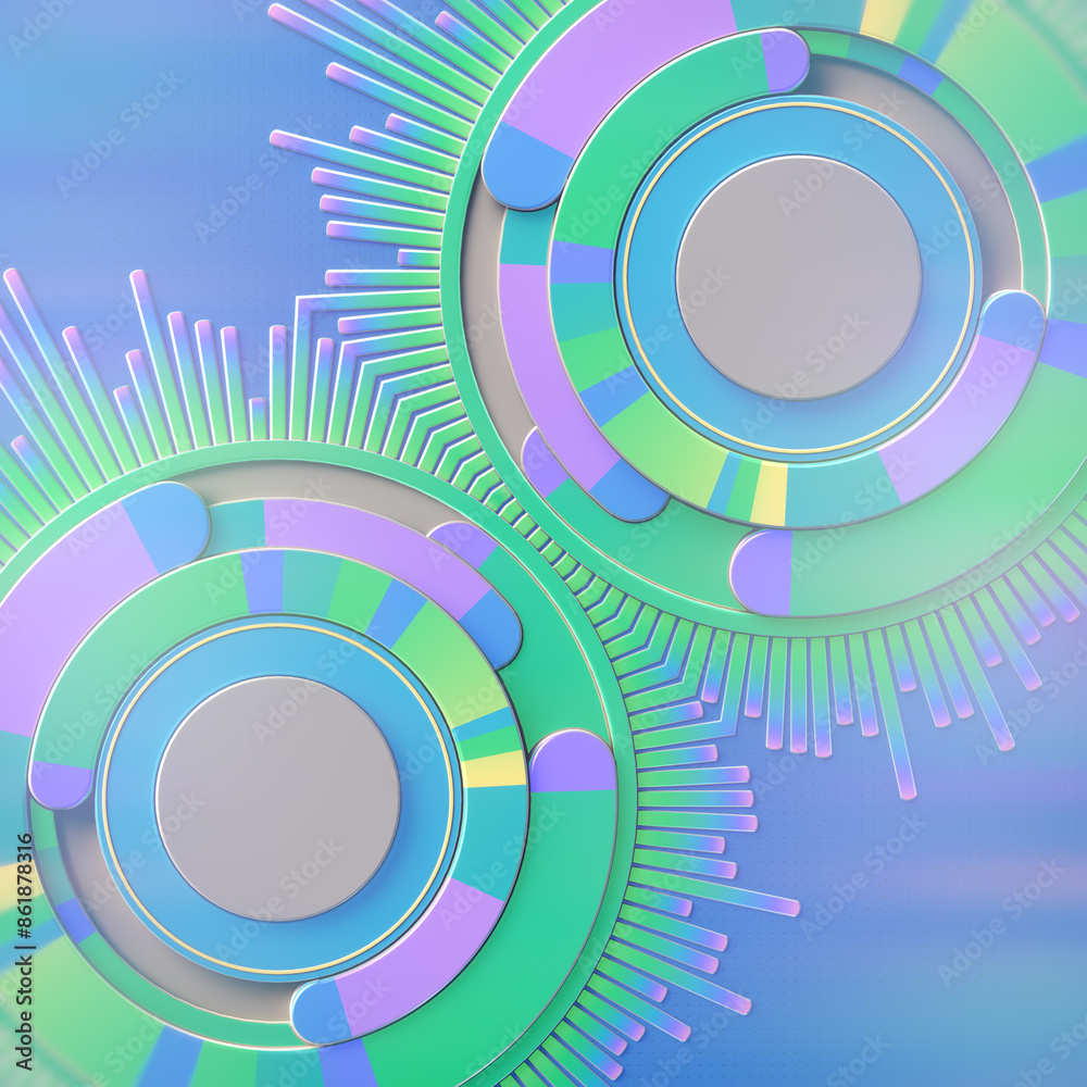 Poster Symmetrical abstract design graphic modern user interface. 3d rendering digital illustration