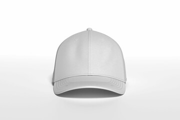 Blank cap white mock-up front view isolated on a white background