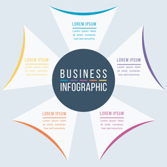 Fototapeta premium Infographic design 5 Steps, objects, elements or options circle infographic template for business information