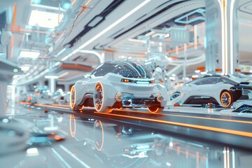 Futuristic Interface with Digital Holograms, AI, Robots