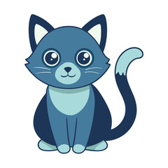 Cute kitty of kawaii style with big eyes vector illustration in white background