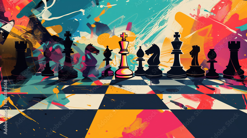 Wall mural poster on the theme of chess