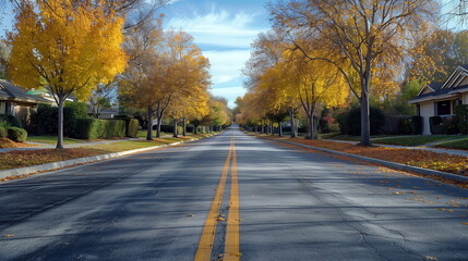 Obraz premium A view down a perfectly straight boulevard