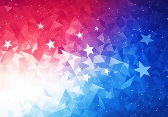 Obraz premium Red, White, and Blue Geometric Pattern with Stars for USA Flag Celebration and Patriotic Events